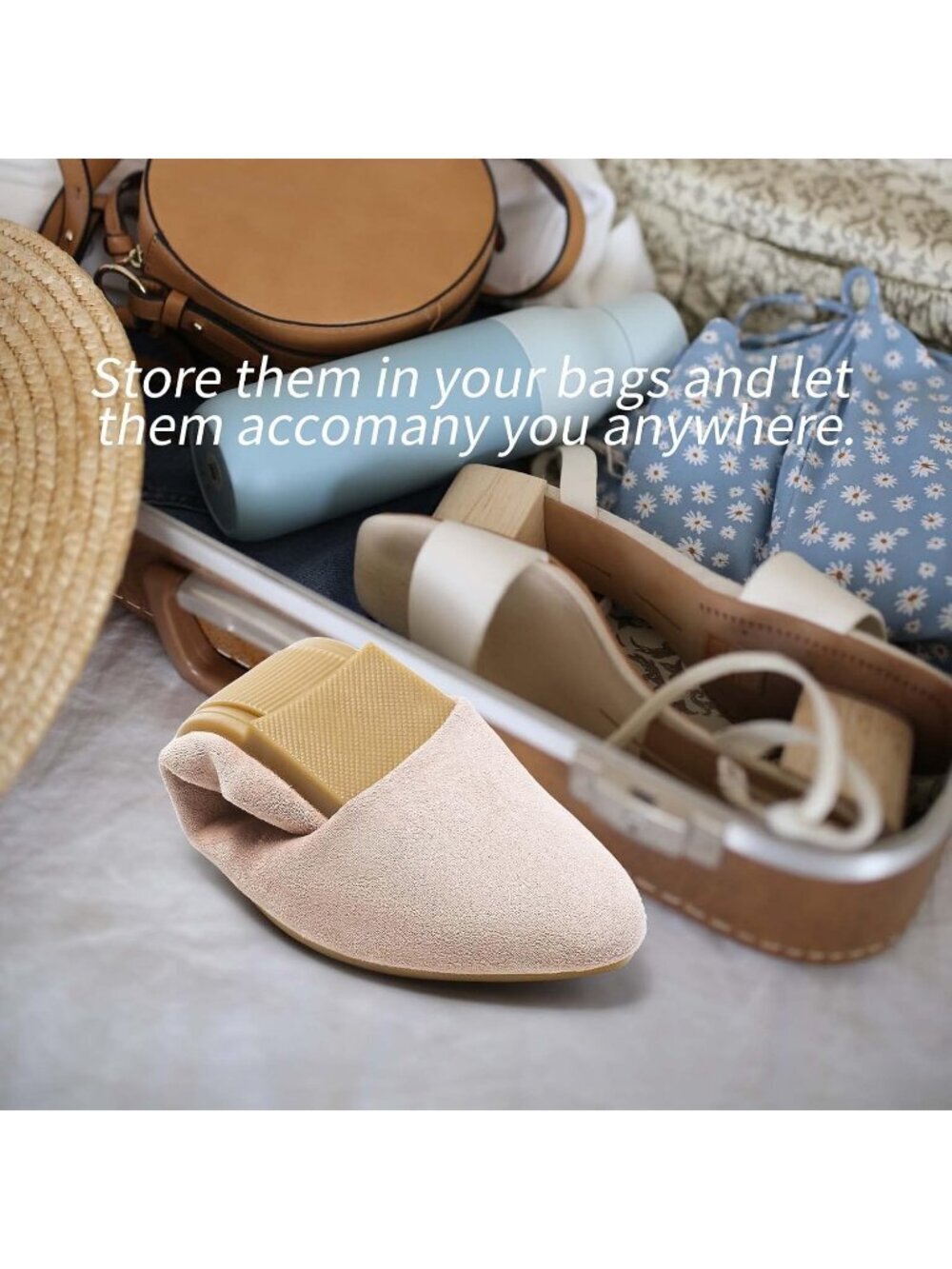 Women’s Nude Flat Comfortable Suede Pointed Toe Slip On Casual Ballet Flat Shoes - Picture 3 of 6